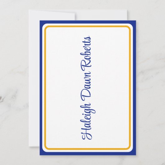 Pet & Diploma 5x7 Royal Blue & Gold Afstuderen Kaart (Achterkant)