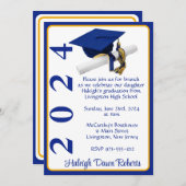 Pet & Diploma 5x7 Royal Blue & Gold Afstuderen Kaart (Voorkant / Achterkant)