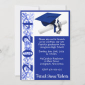 Pet & Diploma 5x7 Royal Blue & White Afstuderen Kaart (Voorkant)