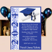 Pet & Diploma 5x7 Royal Blue & White Afstuderen Kaart