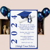Pet & Diploma 5x7 Royal Blue & White Afstuderen Kaart