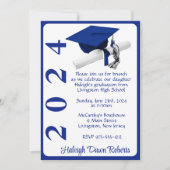 Pet & Diploma 5x7 Royal Blue & White Afstuderen Kaart (Voorkant)