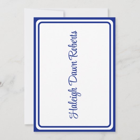 Pet & Diploma 5x7 Royal Blue & White Afstuderen Kaart (Achterkant)