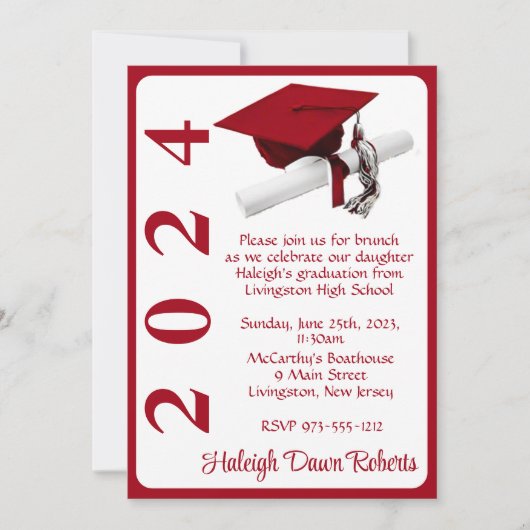 Pet & Diploma 5x7 Scarlet Rood Afstuderen Kaart (Voorkant)