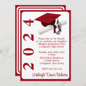 Pet & Diploma 5x7 Scarlet Rood Afstuderen Kaart (Voorkant / Achterkant)