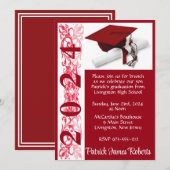 Pet & Diploma 5x7 Scarlet Rood Afstuderen Kaart (Voorkant / Achterkant)