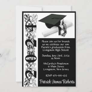 Pet & Diploma 5x7 zwart achtergrond Afstuderen Kaart