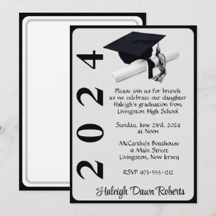 Pet & Diploma 5x7 Zwart & Zilver Afstuderen Kaart