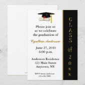 Pet Diploma Black Gold Afstuderen Uitnodiging (Voorkant / Achterkant)