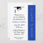 Pet Diploma Blue Gold Afstuderen Uitnodiging (Voorkant / Achterkant)