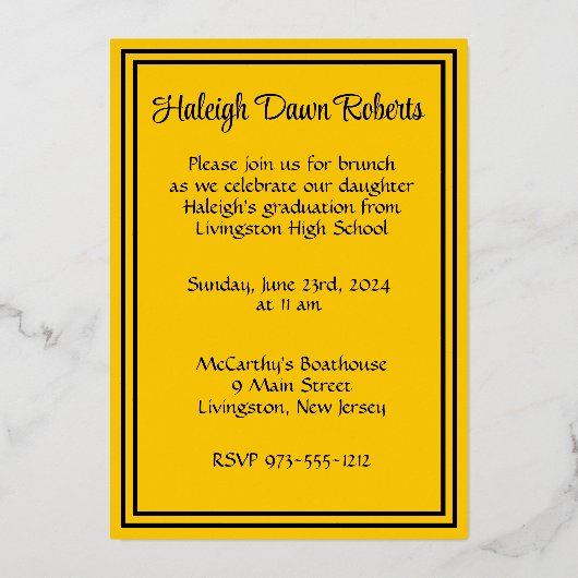 Pet, Diploma en sterren, goud en zwart Afstuderen Folie Uitnodiging (Achterkant)