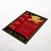 Pet, Diploma en sterren, rood, zwart en goud Folie Uitnodiging (Gedraaid)