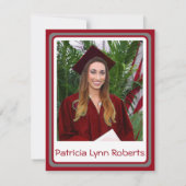 Pet & Diploma Foto, Rood & Grijs Afstuderen Kaart (Achterkant)