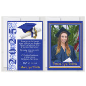 Pet & Diploma Foto Royal Blue & Gold Afstuderen Kaart