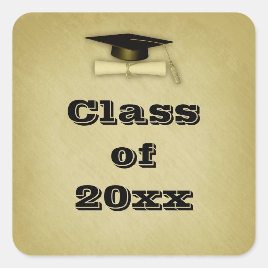 Pet, Diploma, Goud Afstuderen Sticker (Voorkant)