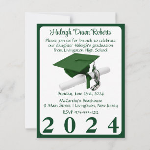 Pet & Diploma Groen & Wit Afstudeerfeest Kaart