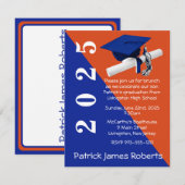 Pet & Diploma, Koninklijk Blauw & Oranje Afstudere Kaart (Voorkant / Achterkant)