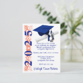 Pet & Diploma, Koninklijk Blauw & Oranje Afstudere Kaart (Staand voorkant)