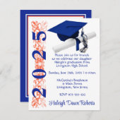 Pet & Diploma, Koninklijk Blauw & Oranje Afstudere Kaart (Voorkant / Achterkant)