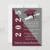 Pet & Diploma, Maroon & Grijs Afstuderen Kaart (Voorkant)