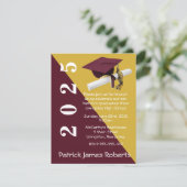 Pet & Diploma, Maroon & Metallic Goud Afstuderen Kaart (Staand voorkant)