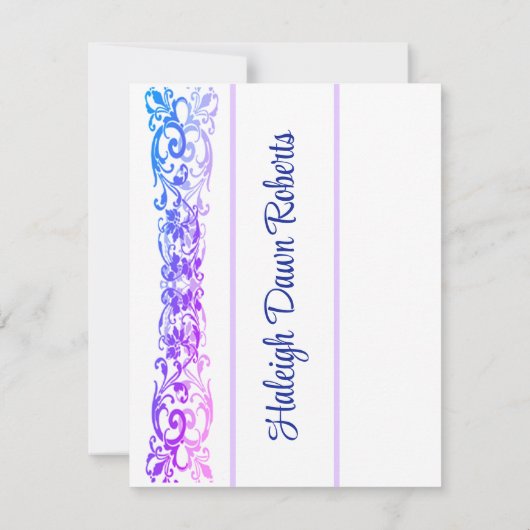 Pet & Diploma, Paarse & Blauwe Hue Afstuderen Kaart (Achterkant)