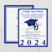 Pet & Diploma Royal Blauw Afstudeerfeest Kaart (Voorkant / Achterkant)