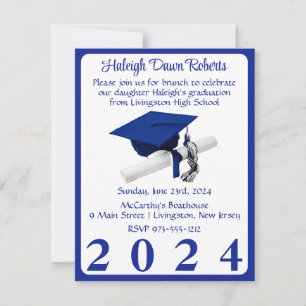 Pet & Diploma Royal Blauw Afstudeerfeest Kaart