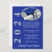 Pet & Diploma Royal Blue Geborsteld Zilver Afstude Kaart (Voorkant)