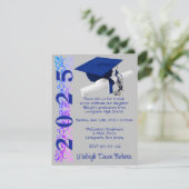Pet & Diploma, Royal Blue & Paarse Hue Afstuderen Kaart (Staand voorkant)