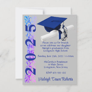 Pet & Diploma, Royal Blue & Paarse Hue Afstuderen Kaart