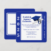 Pet & Diploma, Royal Blue Round Afstuderen Kaart (Voorkant / Achterkant)