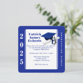 Pet & Diploma, Royal Blue Round Afstuderen Kaart (Staand voorkant)