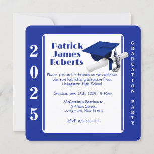 Pet & Diploma, Royal Blue Round Afstuderen Kaart