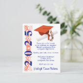 Pet & Diploma, Sinaasappel & Royal Blue Afstuderen Kaart (Staand voorkant)