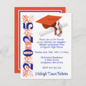 Pet & Diploma, Sinaasappel & Royal Blue Afstuderen Kaart (Voorkant / Achterkant)