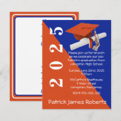 Pet & Diploma, Sinaasappel & Royal Blue Afstuderen Kaart (Voorkant / Achterkant)
