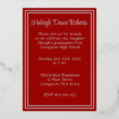 Pet Diploma & Stars Red & Silver Afstuderen Folie Uitnodiging (Achterkant)