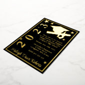 Pet, Diploma, sterren Black & Gold Afstuderen Folie Uitnodiging (Gedraaid)