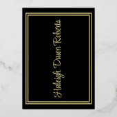 Pet, Diploma, sterren Black & Gold Afstuderen Folie Uitnodiging (Achterkant)