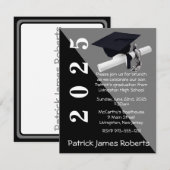 Pet & Diploma, Zwart & Grijs Afstuderen Kaart (Voorkant / Achterkant)
