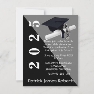 Pet & Diploma, Zwart & Grijs Afstuderen Kaart