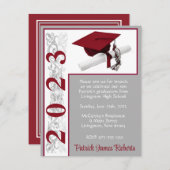 Pet/diplomaat, kardinaal rood, grijs, wit Afstuder Kaart (Voorkant / Achterkant)