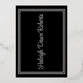 Pet, diplomaat & sterren, zwart & zilver Afstudere Folie Uitnodiging (Achterkant)