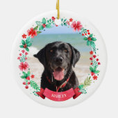 Pet Dog 2 Foto Kerstkrans Keramisch Ornament (Achterkant)
