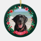 Pet Dog 2 Foto Kerstkrans Keramisch Ornament (Voorkant)