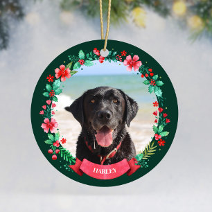 Pet Dog 2 Foto Kerstkrans Keramisch Ornament