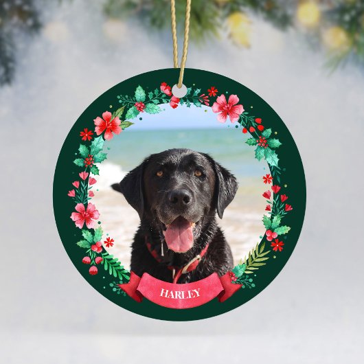 Pet Dog 2 Foto Kerstkrans Keramisch Ornament