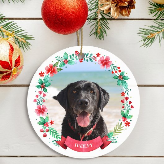 Pet Dog 2 Foto Kerstkrans Keramisch Ornament