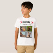Pet dog 4 foto collage past shirt aan voor jongens (Voorkant volledig)